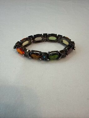 Multicolor Faceted Crystal Stretch Bracelet - Women Jewelry